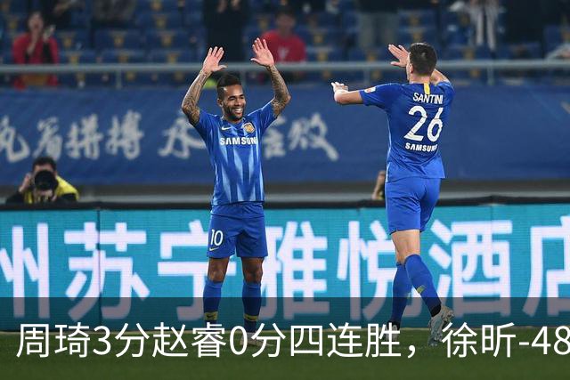 周琦3分赵睿0分四连胜，徐昕-48全队最低，张文杰陈国豪9中0